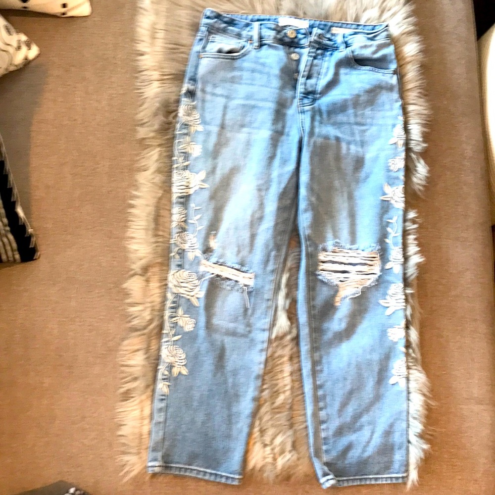 PacSun mom jeans Floral pattern down side seams